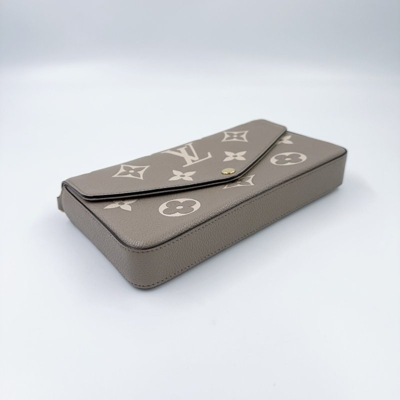 LV斑鳩灰牛皮金釦信封式下蓋三合一鏈包M69977-8