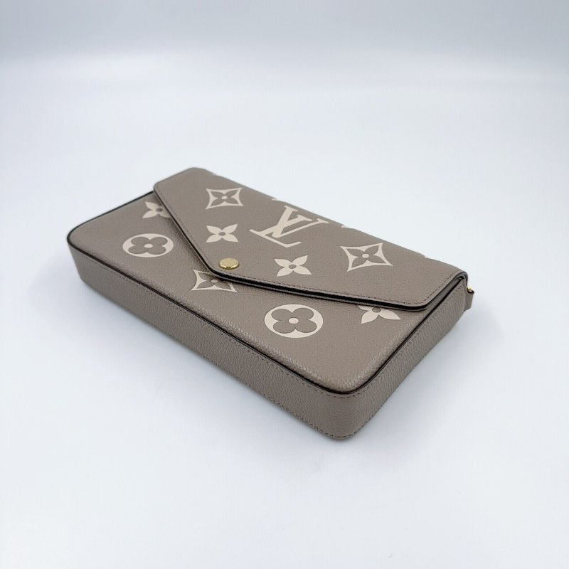 LV斑鳩灰牛皮金釦信封式下蓋三合一鏈包M69977-9