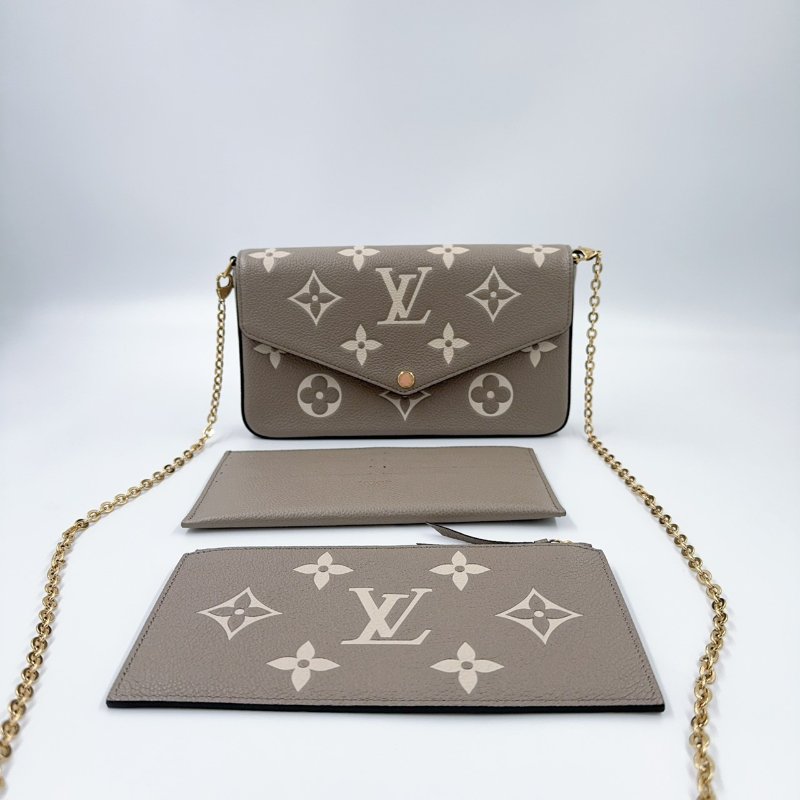 LV斑鳩灰牛皮金釦信封式下蓋三合一鏈包M69977-14