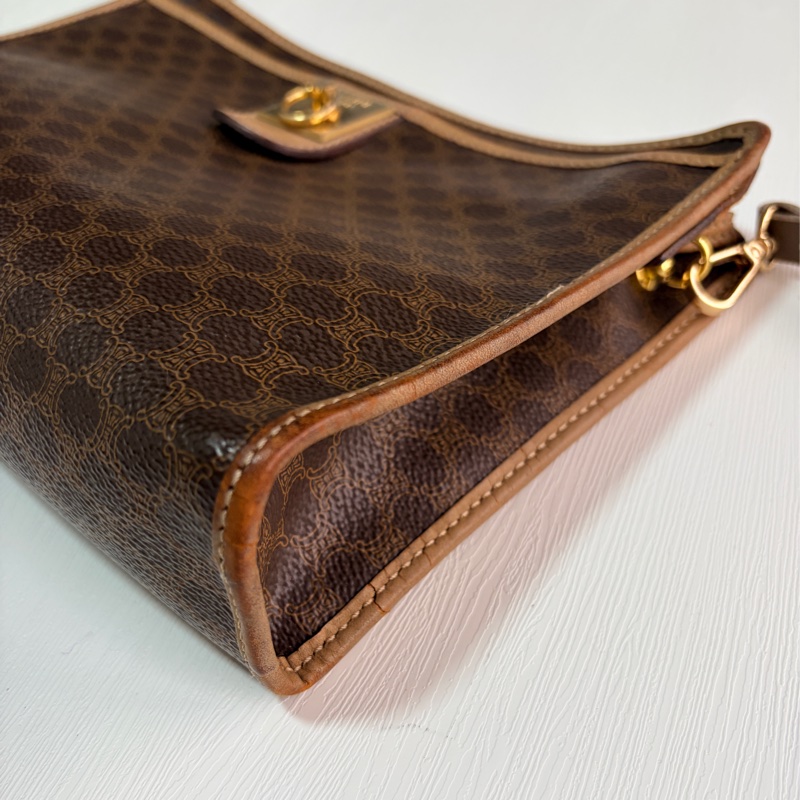 Celine Macadam Clutch 斜背包 棕色 老花 思琳小吊環-8