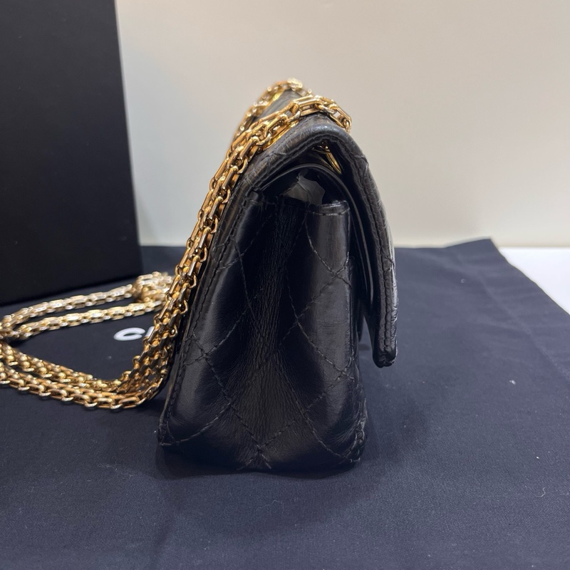 Chanel香奈兒黑金牛皮油蠟皮2.55 mini迷你鏈條包-4