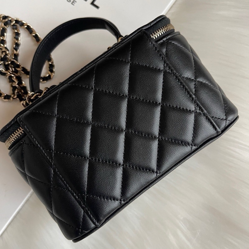 Chanel香奈兒 24A 手柄 化妝包 盒子包 帶鏡子-1