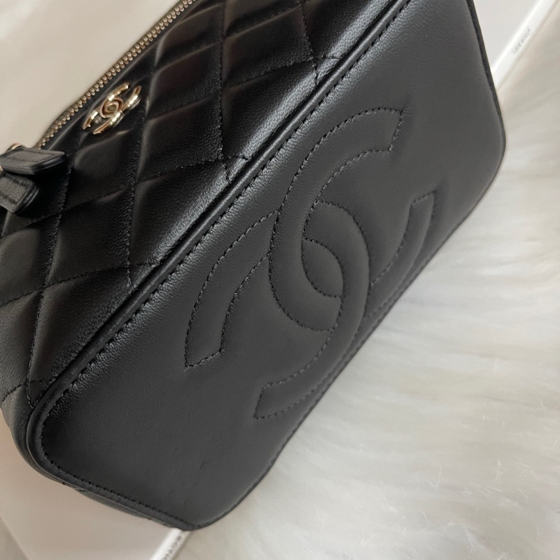 Chanel香奈兒 24A 手柄 化妝包 盒子包 帶鏡子-2