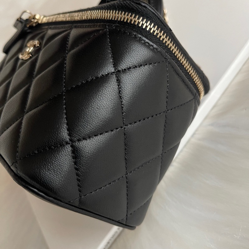 Chanel香奈兒 24A 手柄 化妝包 盒子包 帶鏡子-3