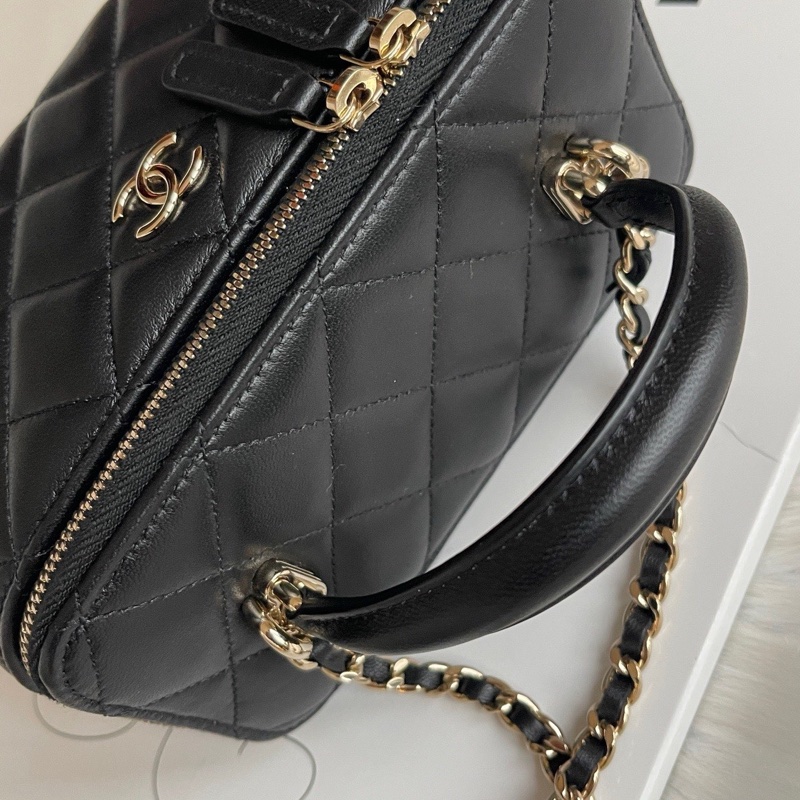 Chanel香奈兒 24A 手柄 化妝包 盒子包 帶鏡子-5