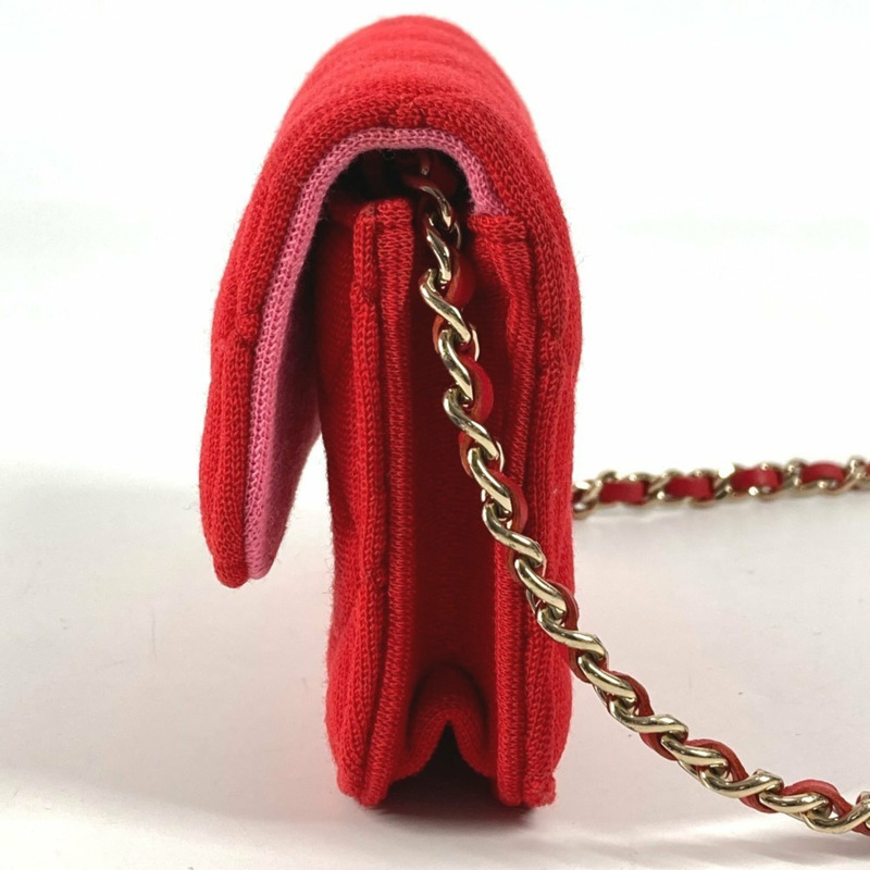 香奈兒菱格紋迷你Matelasse CC Coco標誌斜背翻蓋鏈條包，女士紅色-2