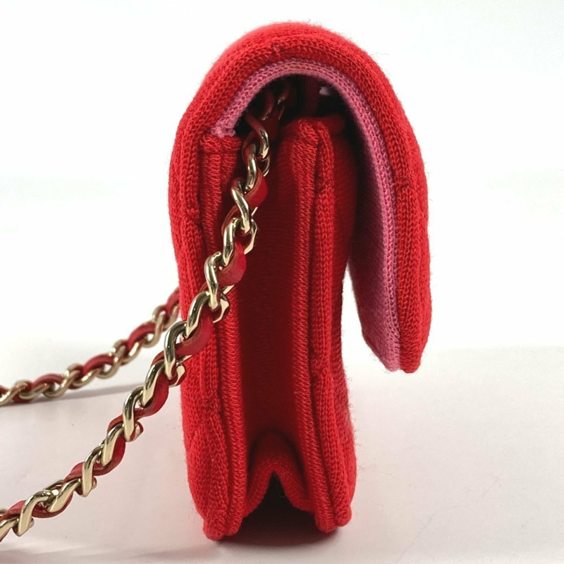 香奈兒菱格紋迷你Matelasse CC Coco標誌斜背翻蓋鏈條包，女士紅色-3