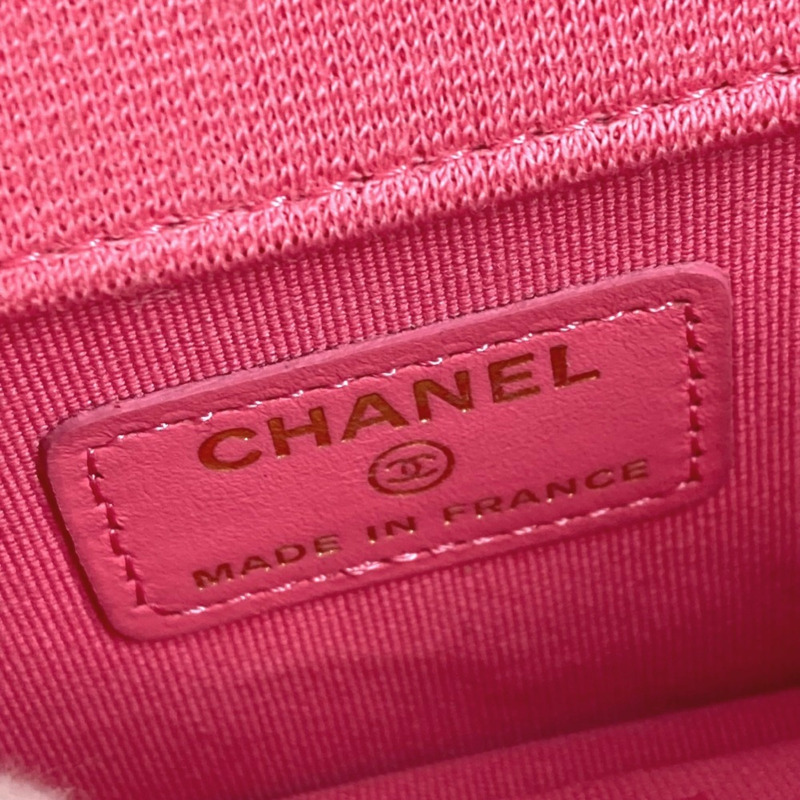香奈兒菱格紋迷你Matelasse CC Coco標誌斜背翻蓋鏈條包，女士紅色-12