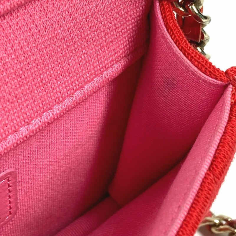 香奈兒菱格紋迷你Matelasse CC Coco標誌斜背翻蓋鏈條包，女士紅色-13