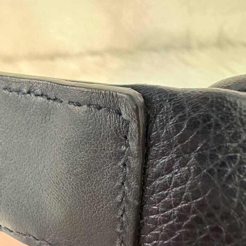 Prada 2VL010深藍色荔枝皮銀釦腰包-22