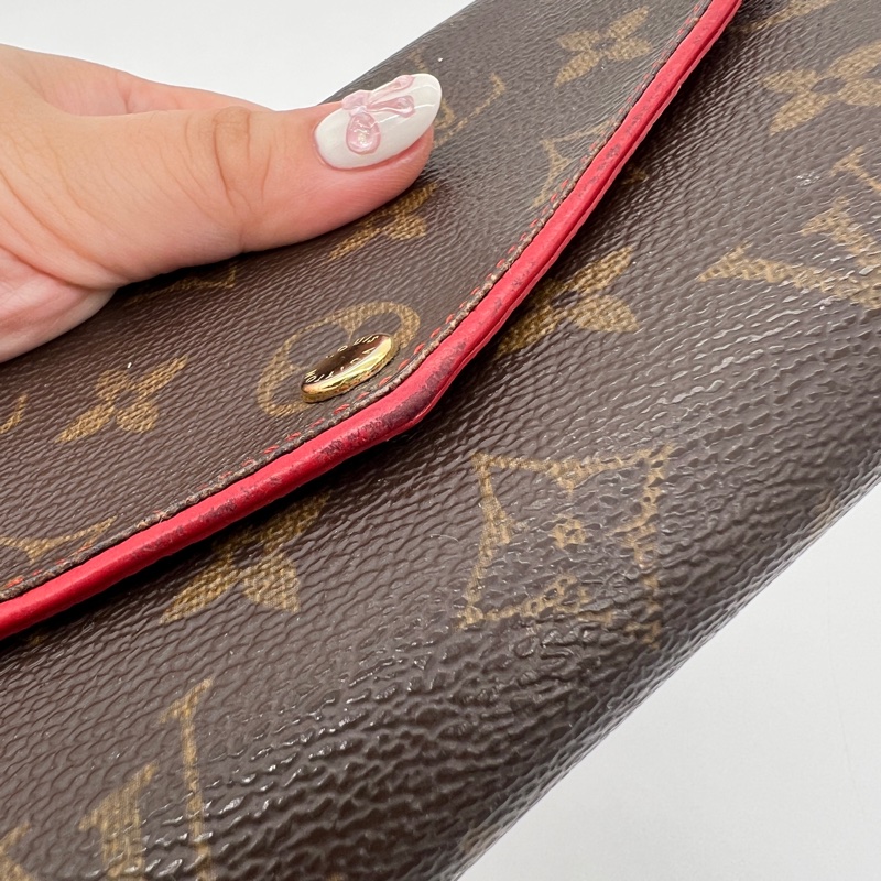 🌹LV 經典老花 滾紅邊 扣式 長夾🌹-7