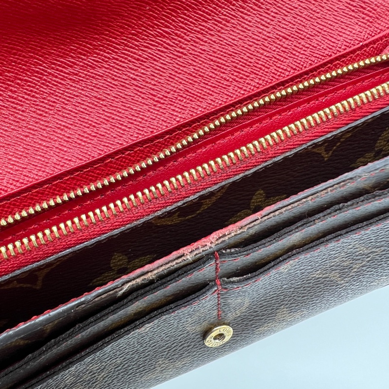 🌹LV 經典老花 滾紅邊 扣式 長夾🌹-15
