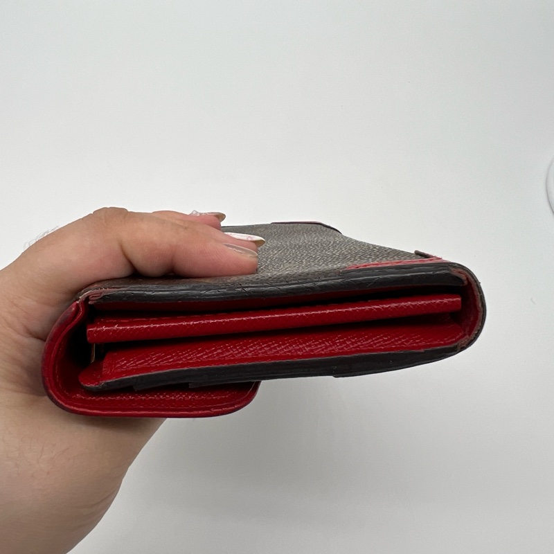 🌹LV 經典老花 滾紅邊 扣式 長夾🌹-17