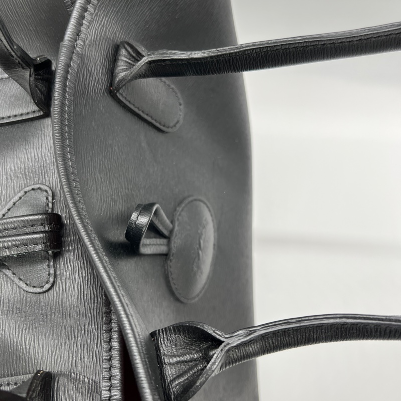 Longchamp 龍鑲 黑色皮質 牛角扣 手提/肩背兩用 托特包-17