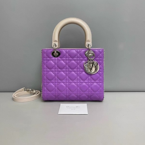 Dior迪奧 紫色 拼稀有皮限量戴妃包五格