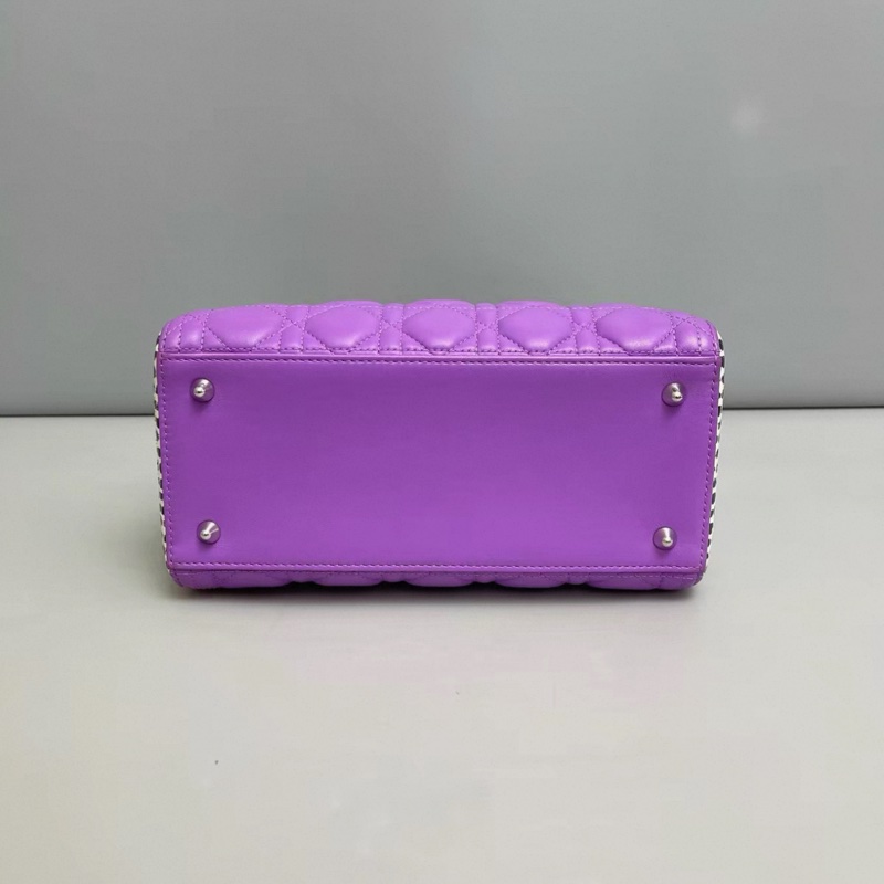 Dior迪奧 紫色 拼稀有皮限量戴妃包五格-3