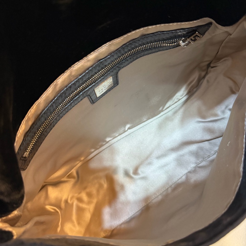 Fendi velvet 絲絨 水鑽扣 法棍 芬迪 黑色-9