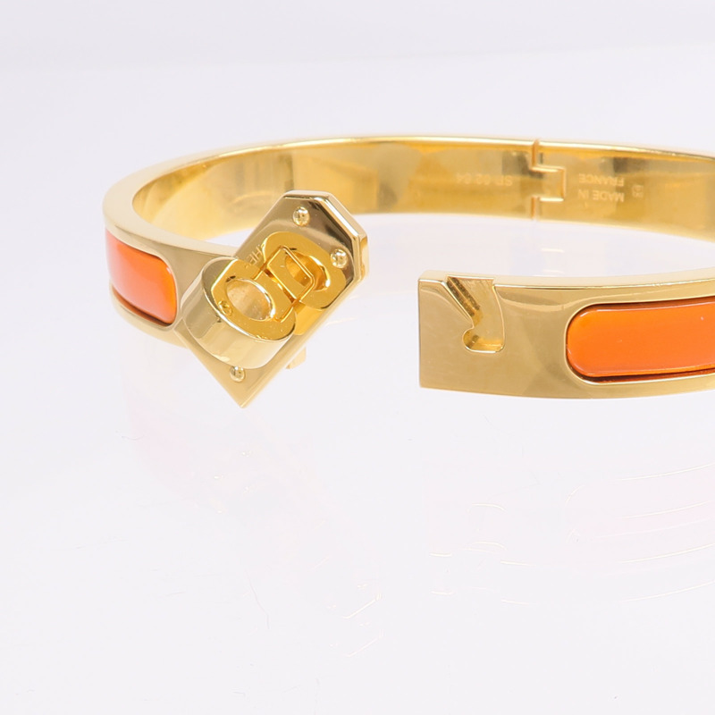 HERMES 金屬/琺瑯Mini Clic Kelly Bracelet手鐲-5