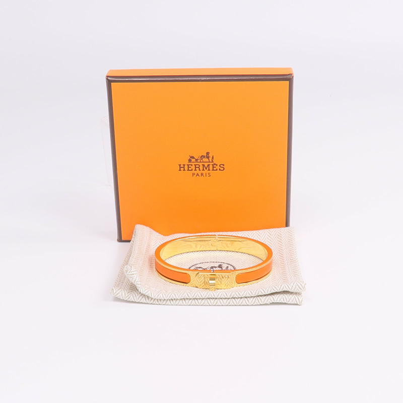 HERMES 金屬/琺瑯Mini Clic Kelly Bracelet手鐲-8