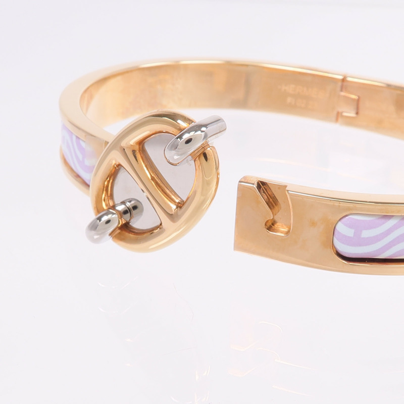 HERMES 金屬/琺瑯Mini Clic Chaine d'Ancre手鐲-5