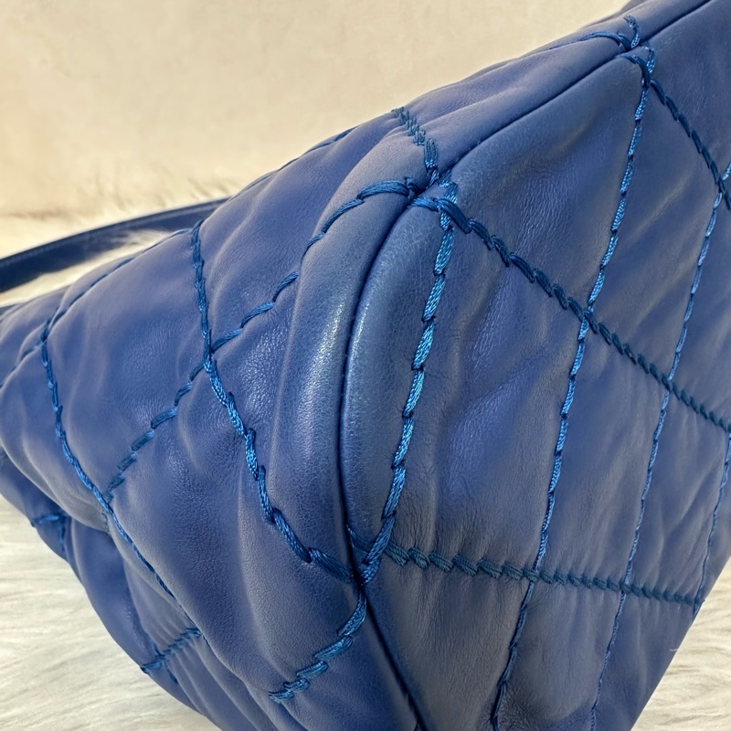 Chanel  閃電藍牛皮銀鏈肩背包COCO 30 SADDLE-10