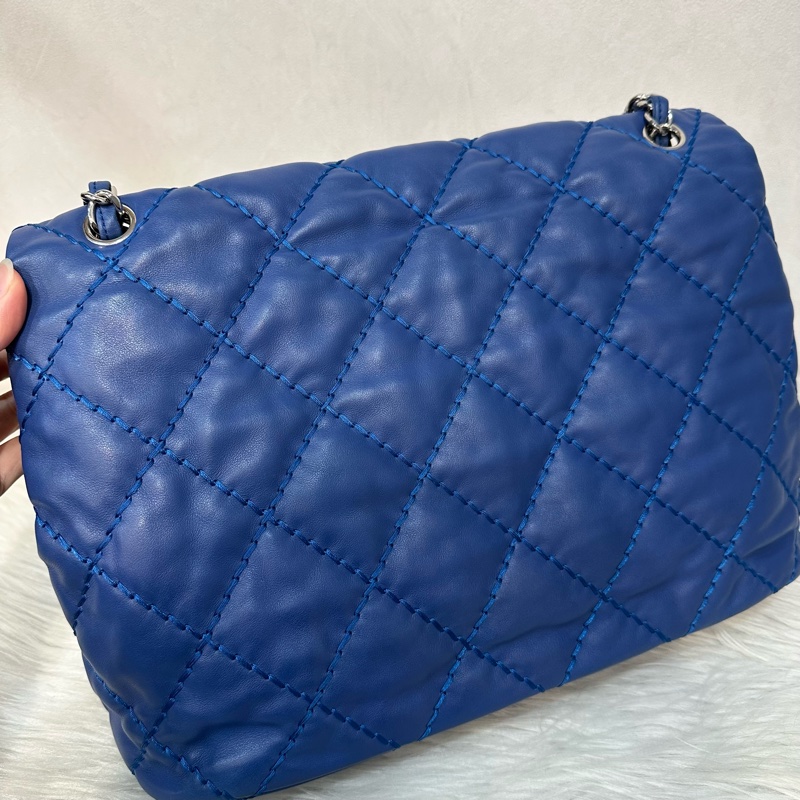 Chanel  閃電藍牛皮銀鏈肩背包COCO 30 SADDLE-11