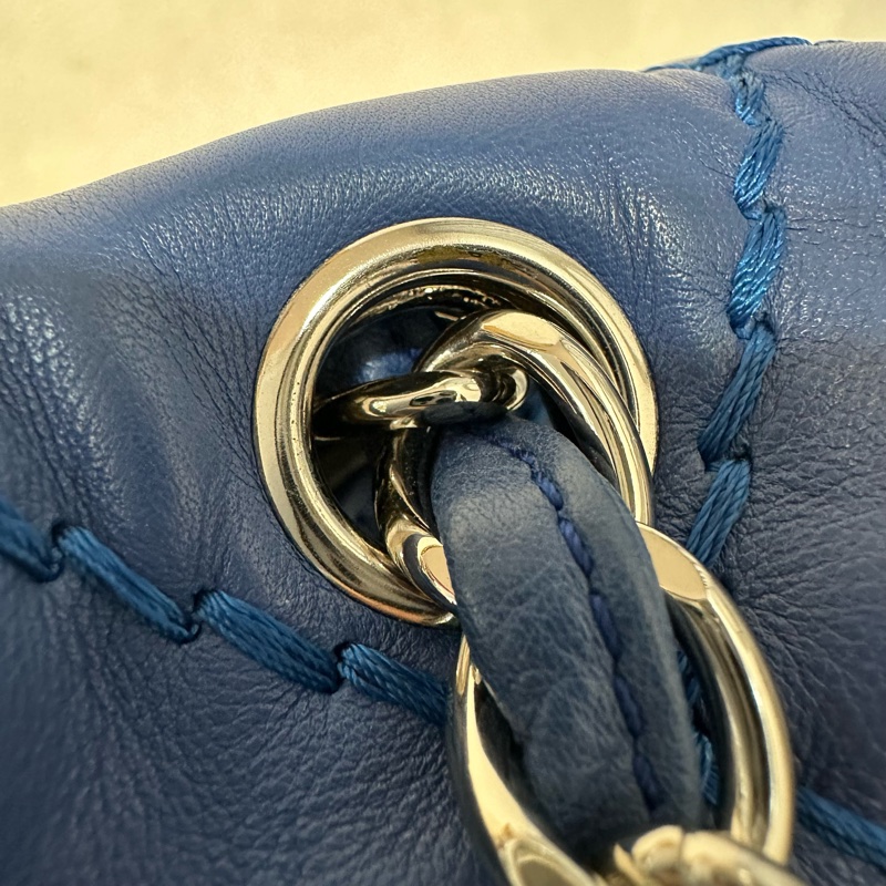 Chanel  閃電藍牛皮銀鏈肩背包COCO 30 SADDLE-15
