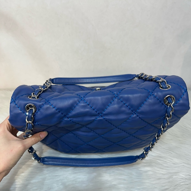 Chanel  閃電藍牛皮銀鏈肩背包COCO 30 SADDLE-19