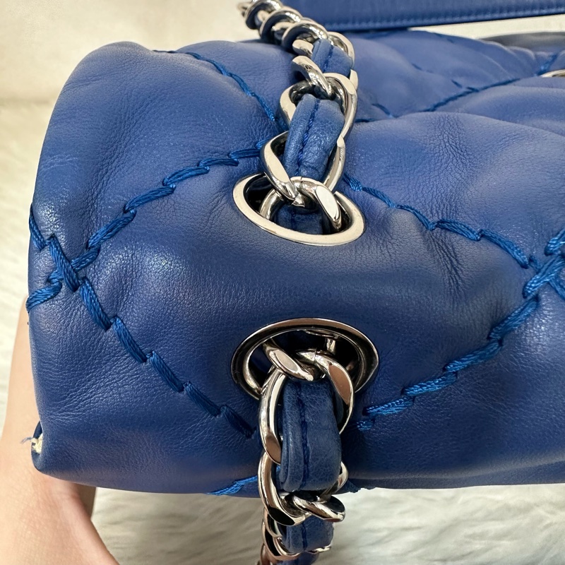 Chanel  閃電藍牛皮銀鏈肩背包COCO 30 SADDLE-20