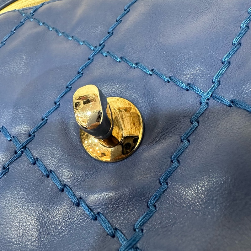Chanel  閃電藍牛皮銀鏈肩背包COCO 30 SADDLE-25