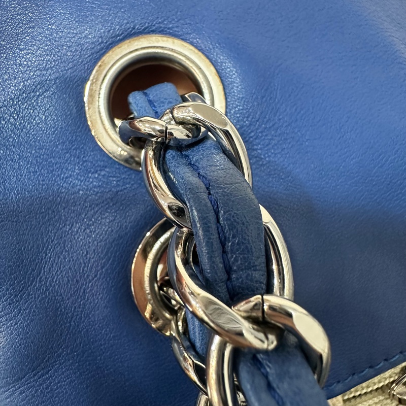 Chanel  閃電藍牛皮銀鏈肩背包COCO 30 SADDLE-26