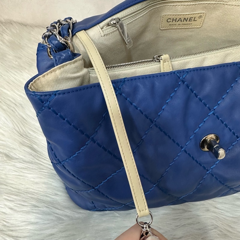 Chanel  閃電藍牛皮銀鏈肩背包COCO 30 SADDLE-45