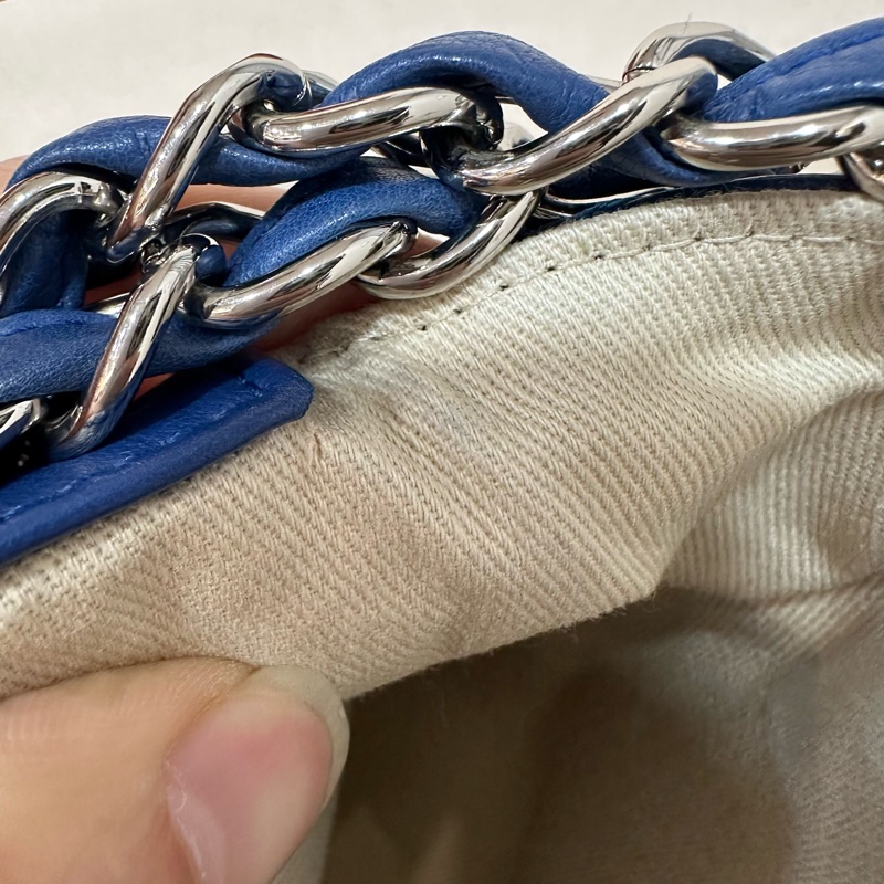 Chanel  閃電藍牛皮銀鏈肩背包COCO 30 SADDLE-54