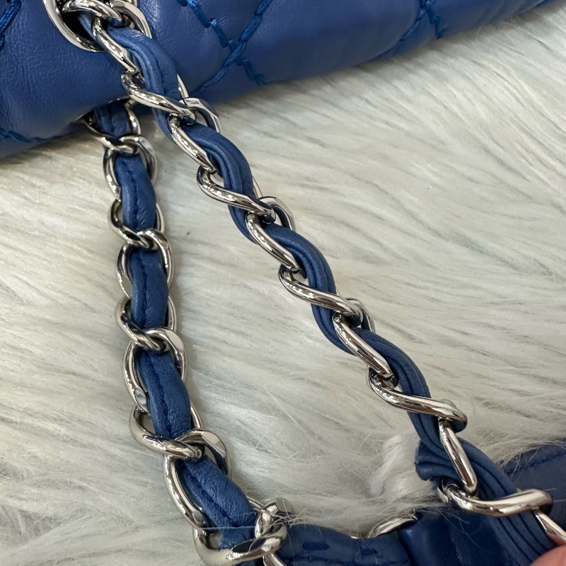 Chanel  閃電藍牛皮銀鏈肩背包COCO 30 SADDLE-74