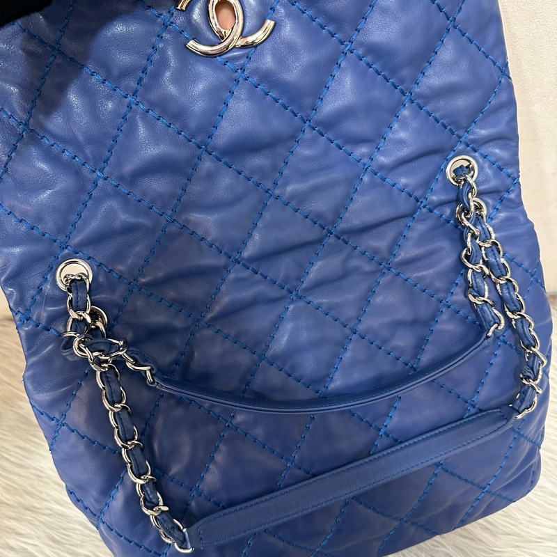 Chanel  閃電藍牛皮銀鏈肩背包COCO 30 SADDLE-76