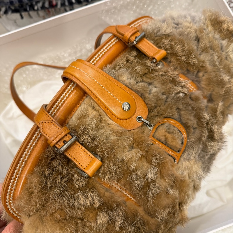 Dior vintage 毛毛 單肩包 醫生包 焦糖 中古 稀有款-1