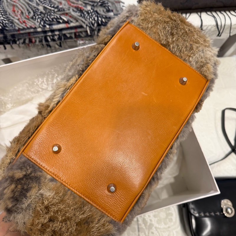 Dior vintage 毛毛 單肩包 醫生包 焦糖 中古 稀有款-3