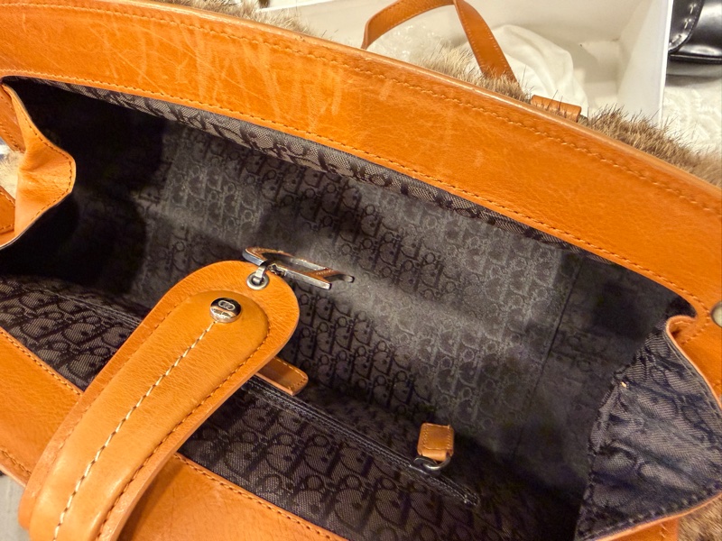 Dior vintage 毛毛 單肩包 醫生包 焦糖 中古 稀有款-4