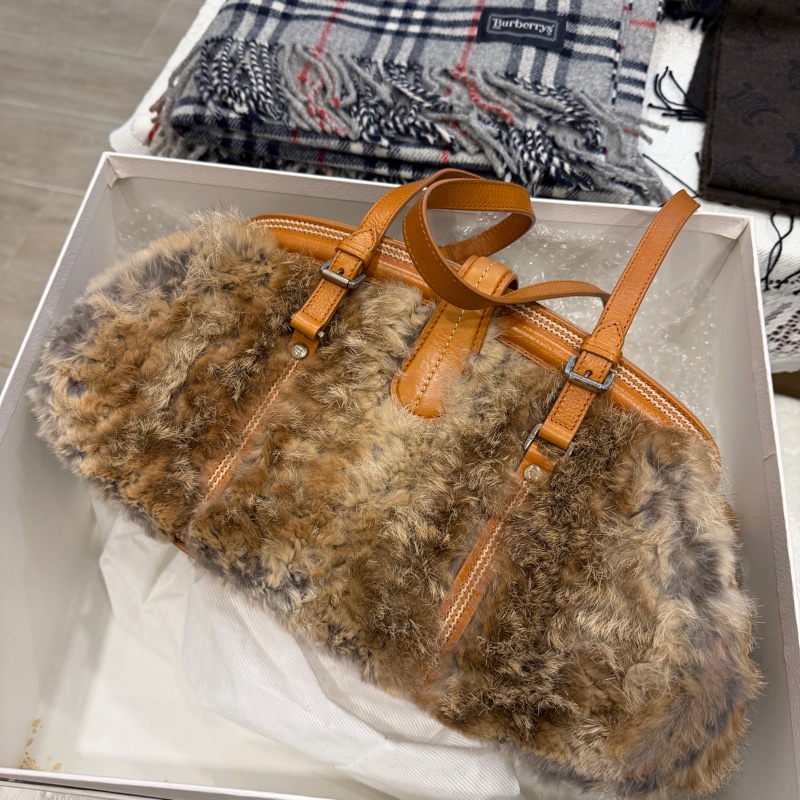 Dior vintage 毛毛 單肩包 醫生包 焦糖 中古 稀有款-5