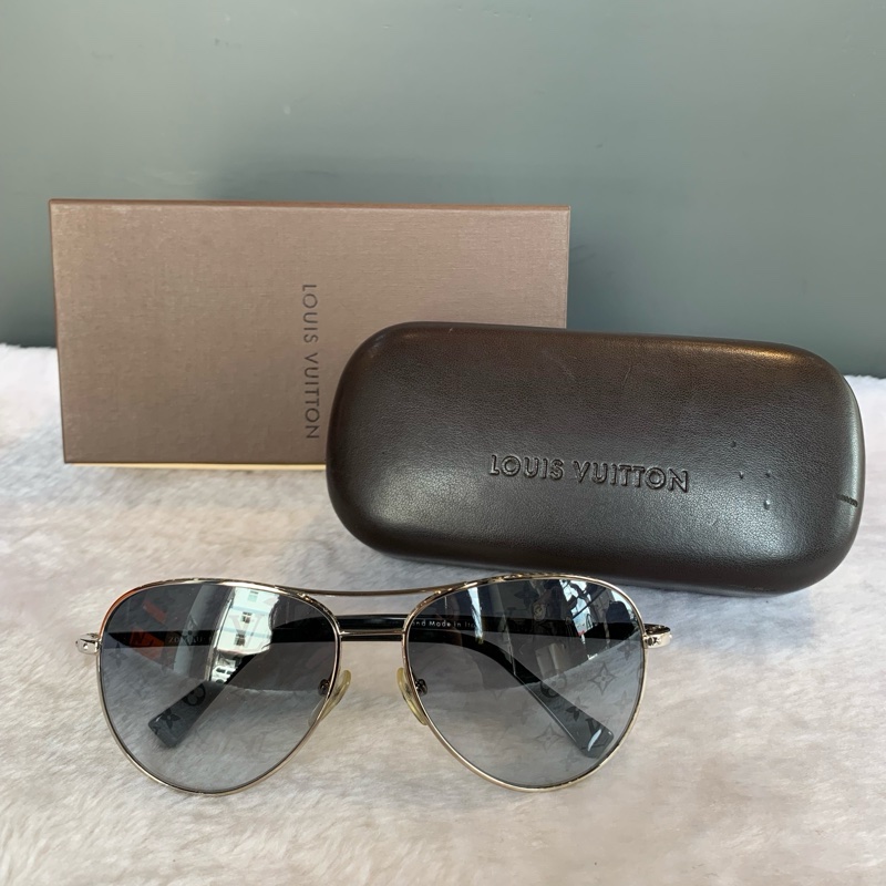 Louis Vuitton Monogram 老花飛行眼鏡/太陽眼鏡(黑灰色)-0