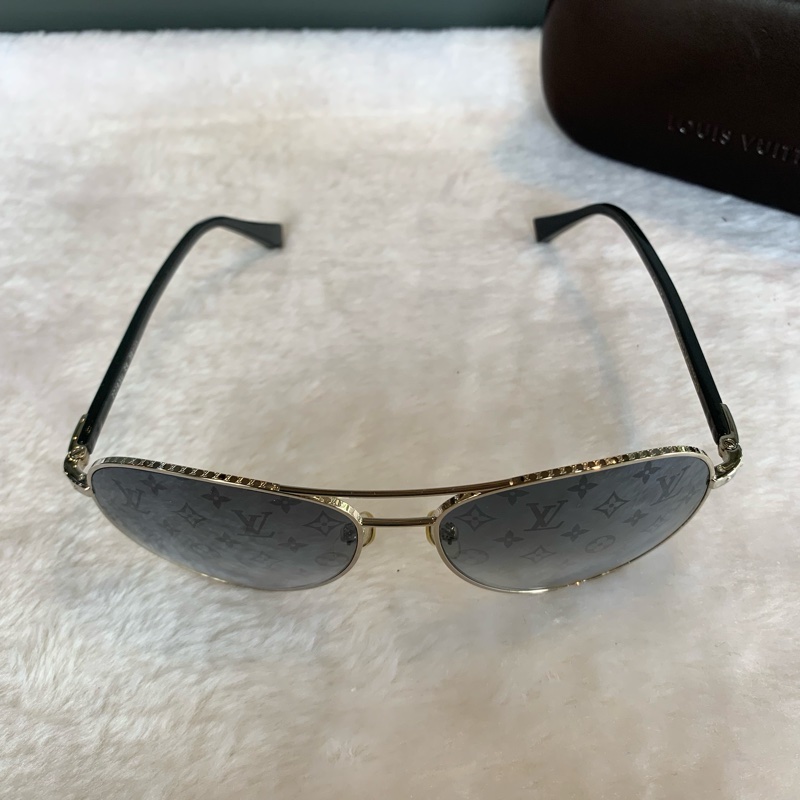 Louis Vuitton Monogram 老花飛行眼鏡/太陽眼鏡(黑灰色)-4