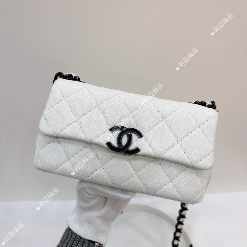 莉亞精品♡Chanel 黑白熊貓口蓋包 二手美包-2