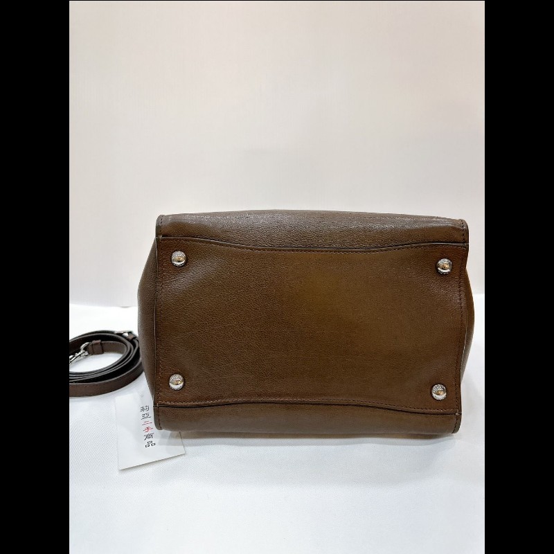 莉亞精品♡PRADA 咖色皮革兩用包 二手美包-5