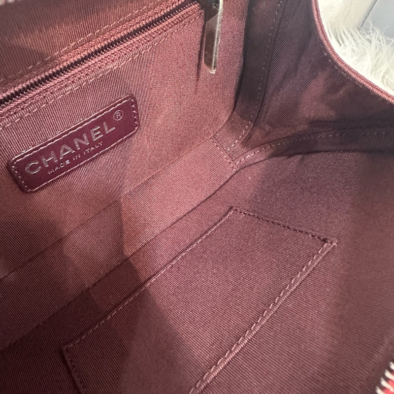 Chanel 櫻桃紅牛皮銀鏈雙層相機包-31