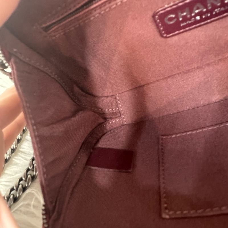 Chanel 櫻桃紅牛皮銀鏈雙層相機包-32