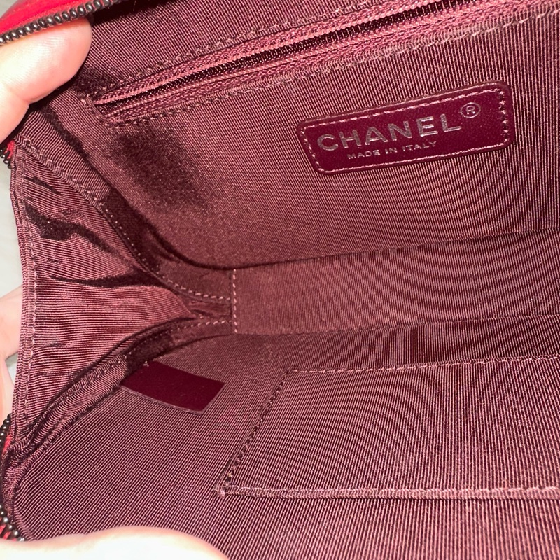 Chanel 櫻桃紅牛皮銀鏈雙層相機包-36
