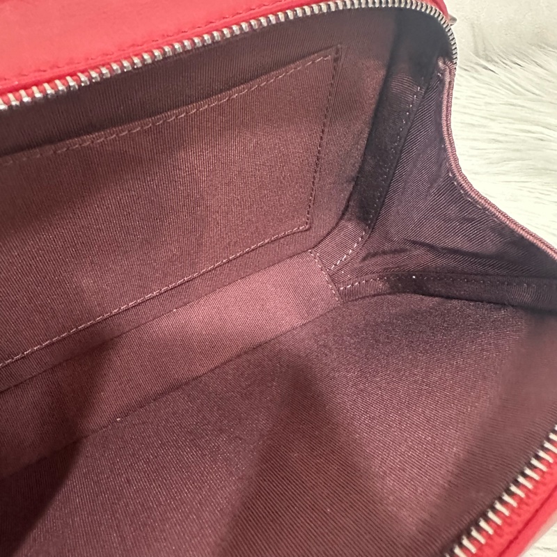 Chanel 櫻桃紅牛皮銀鏈雙層相機包-40