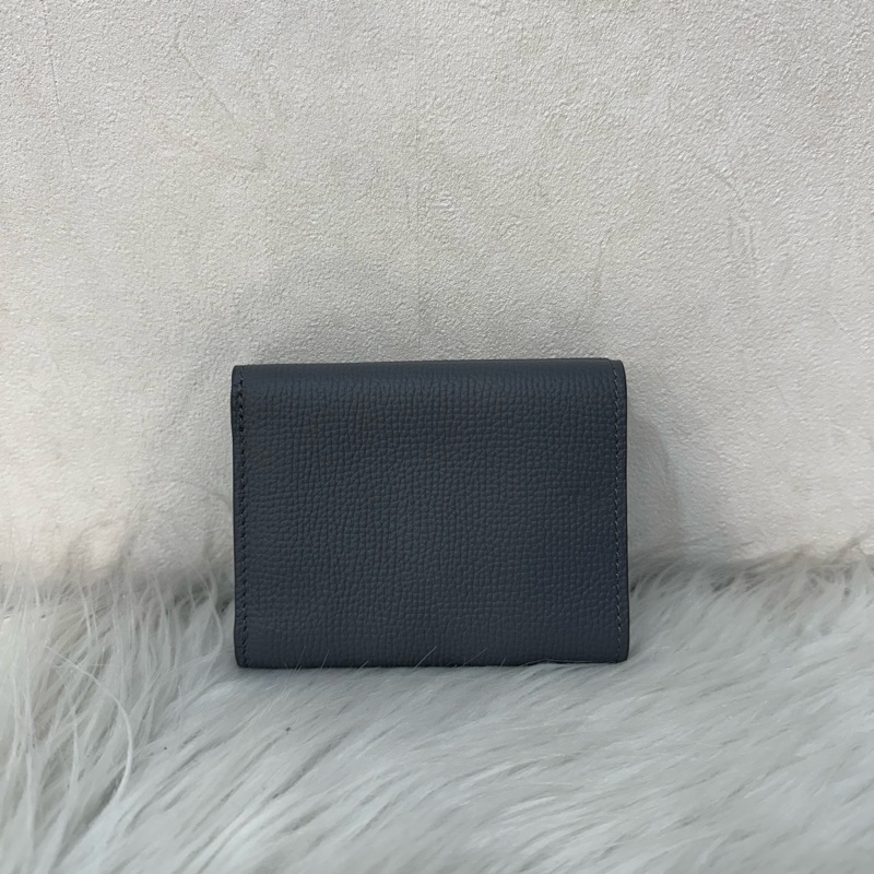 Loewe 821TR2X02 大象灰銀LOGO三折錢包-1