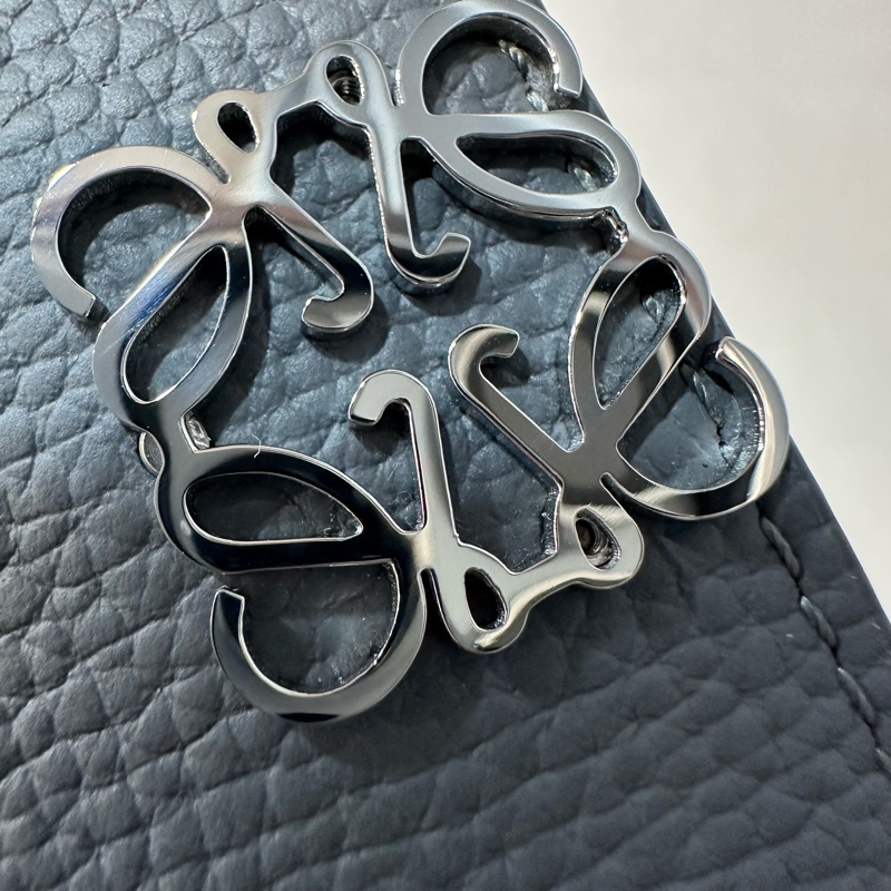 Loewe 821TR2X02 大象灰銀LOGO三折錢包-4