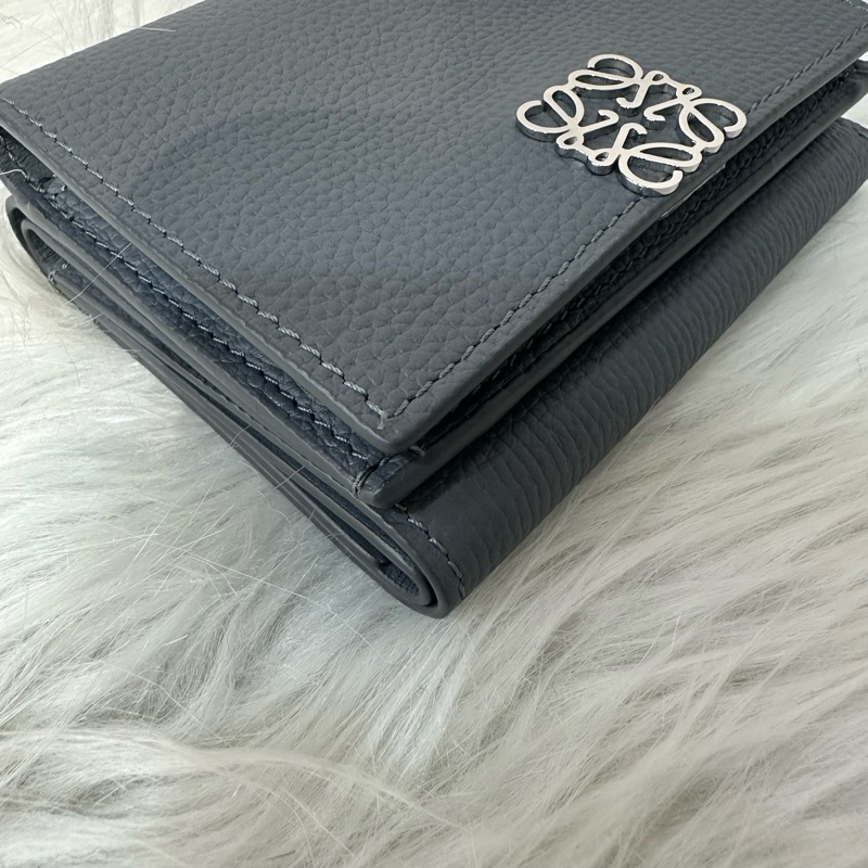 Loewe 821TR2X02 大象灰銀LOGO三折錢包-8